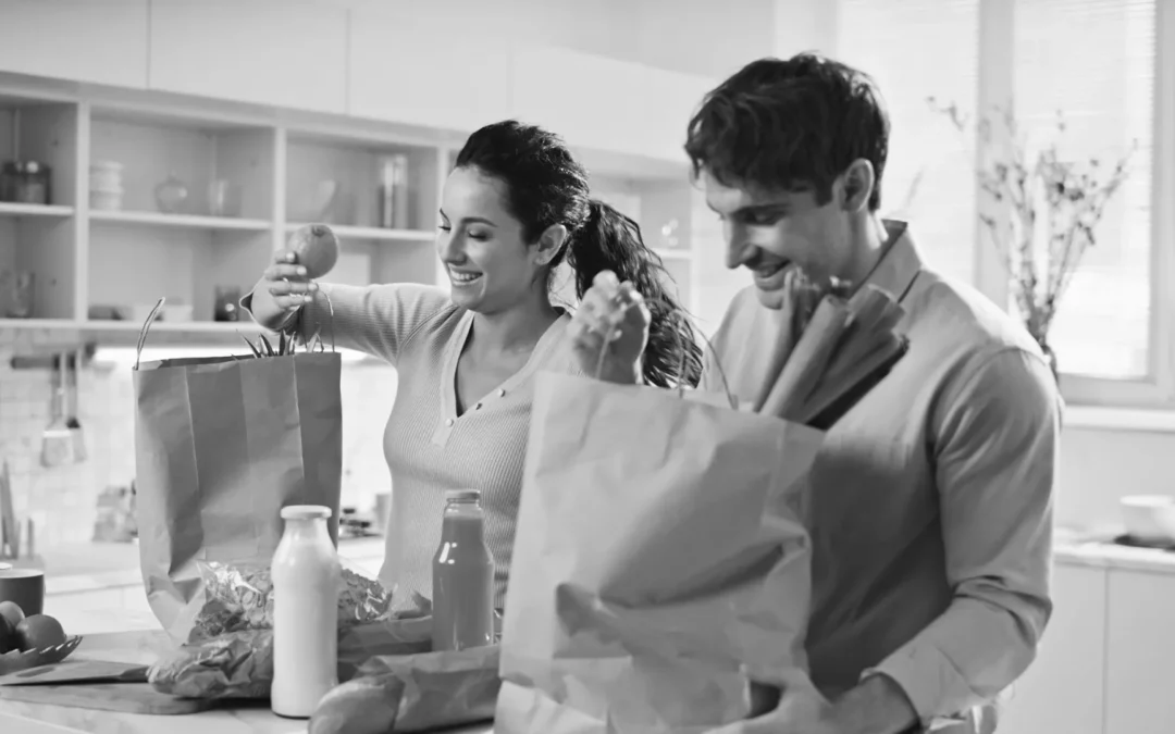 couple and groceries